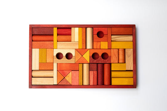 Wooden blocks in a box 54 pcs. rainbow - Wooden Story