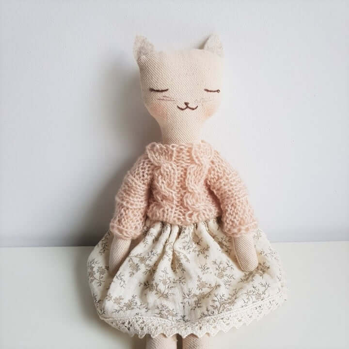 Детска ръчно изработена Мека кукла Котето Ада - Mari Dolls