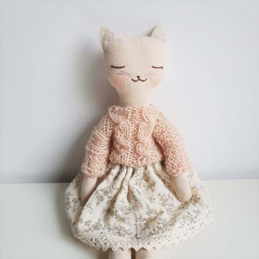 Детска ръчно изработена Мека кукла Котето Ада - Mari Dolls