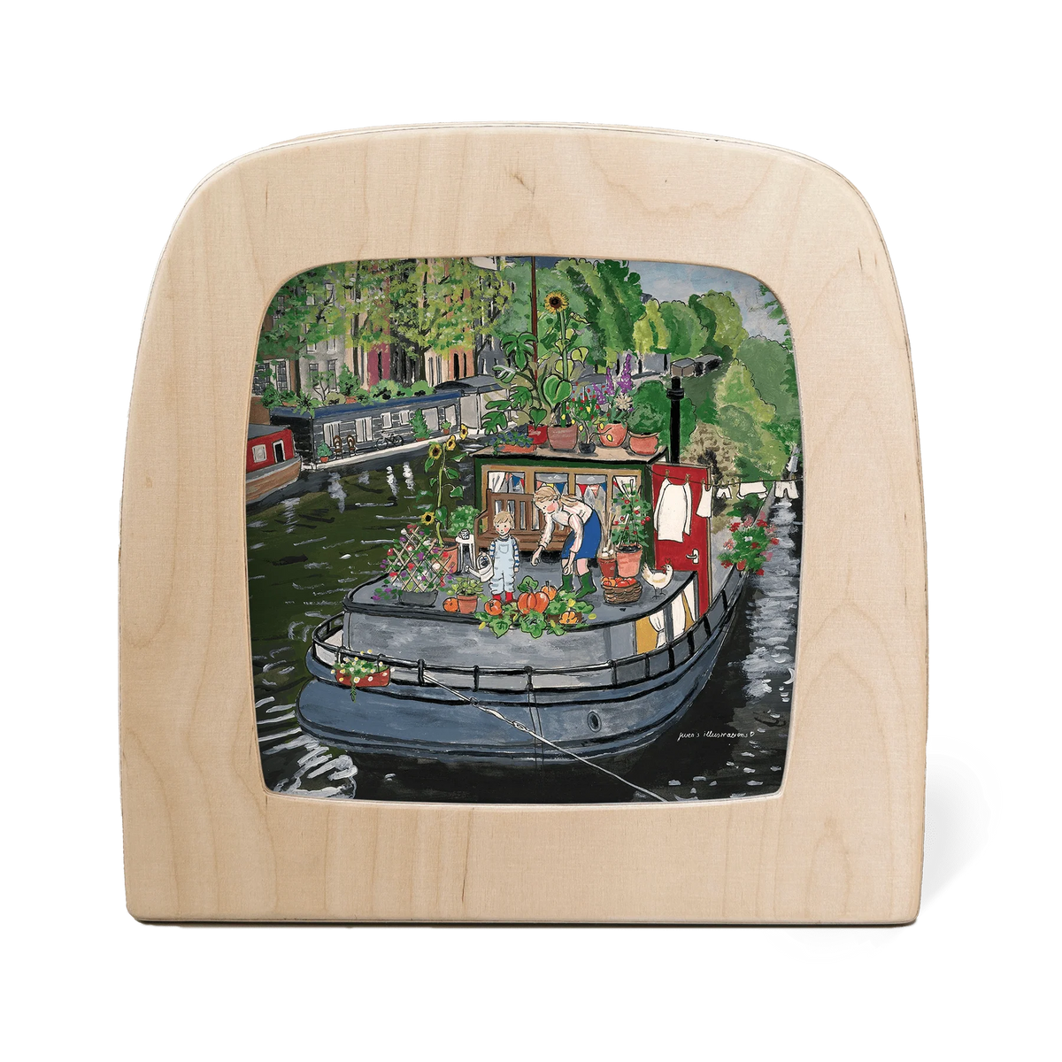 Gwen's Illustrations - House Boat Garden Silhouette