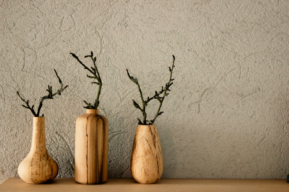 Декоративна ваза (със стъклен съд) - Tiny flower pot No.02 - Wooden Story