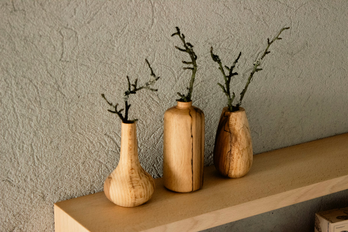 Декоративна ваза (със стъклен съд) - Tiny flower pot No.03 - Wooden Story