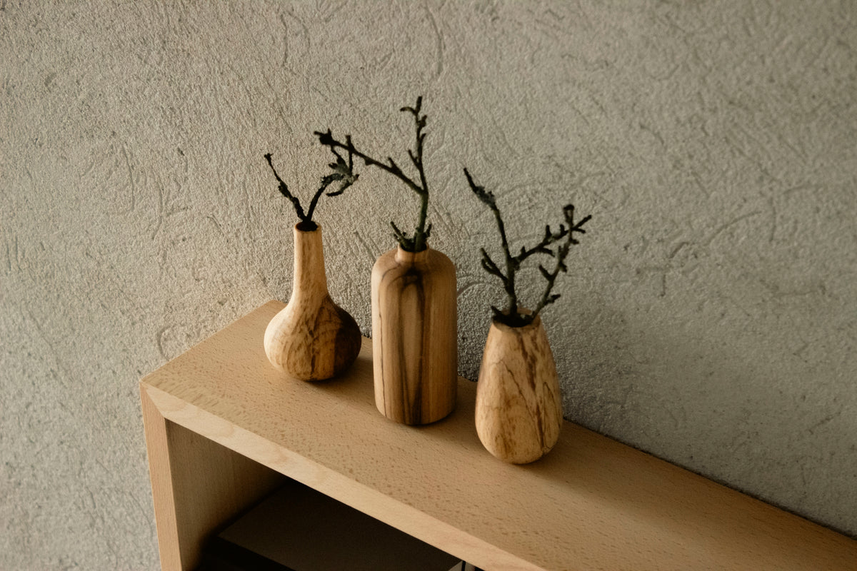 Декоративна ваза (със стъклен съд) - Tiny flower pot No.02 - Wooden Story