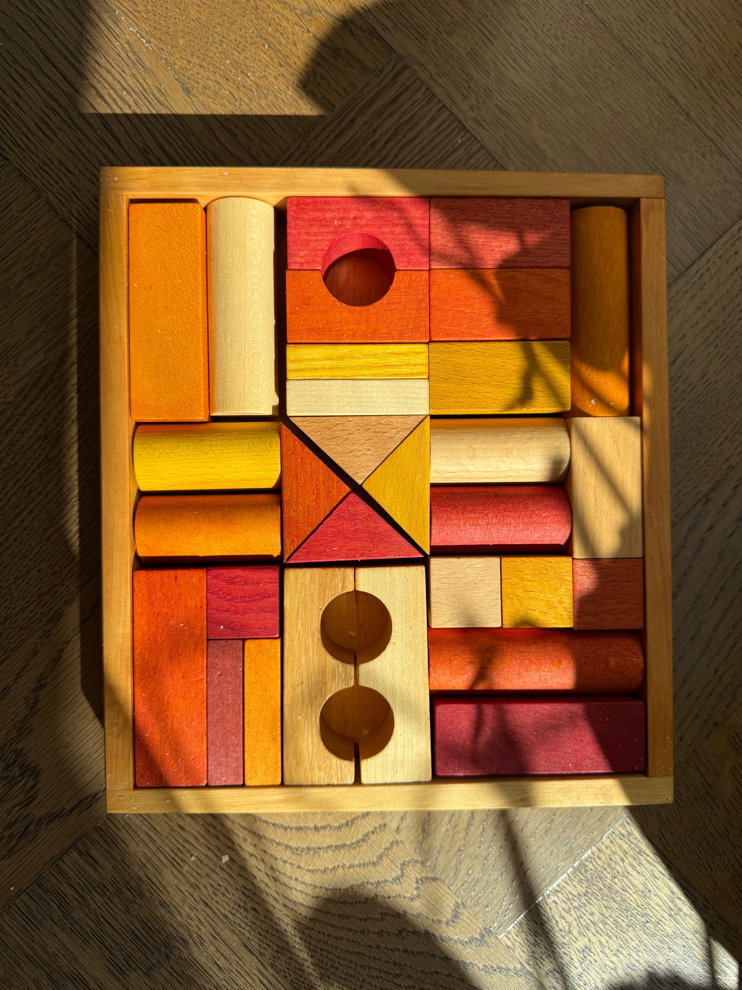 Дървени блокчета в кутия 30 бр. топла гама - Wooden Story