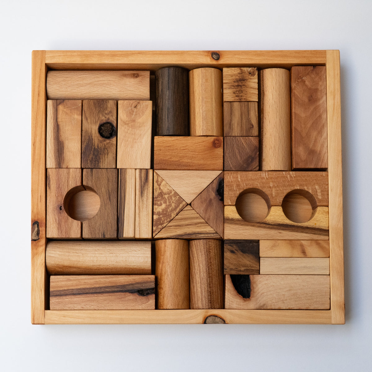 Wooden Blocks in a Box, 30 pcs, Warm Shades - Wooden Story